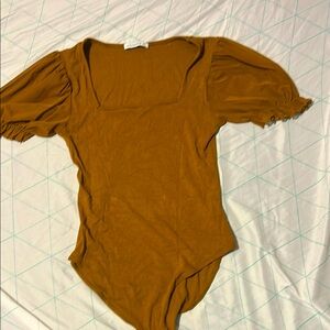 Mango Mustard Puff Sleeve Bodysuit